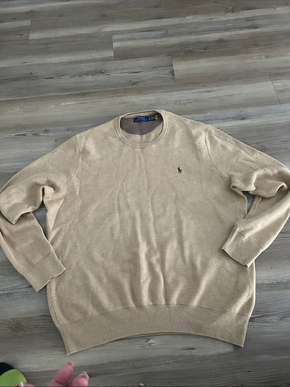 Ralph Lauren Beige Crewneck Sweater with Polo Logo